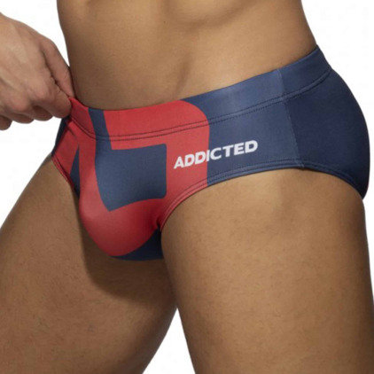 Slip de Bain AD Logo Bleu Marine - Rouge Addicted