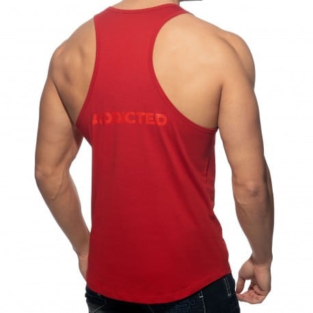 Addicted U-Neck Cotton Tank Top - Red