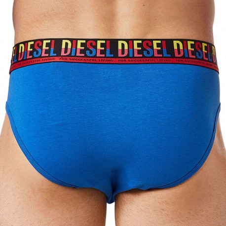 Diesel Slip Coton Logo Multicolore Bleu Roi