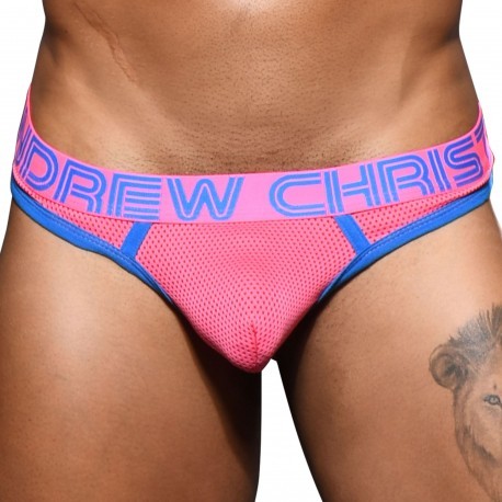 Andrew Christian Almost Naked Candy Pop Mesh Thong - Pink