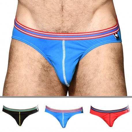 Andrew Christian Lot de 3 Slips Boy Almost Naked Superhero Noir - Rouge - Bleu