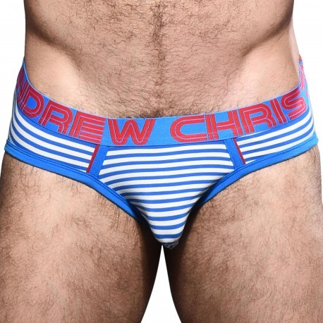 Andrew Christian Almost Naked Hampton Stripe Briefs - Blue - White