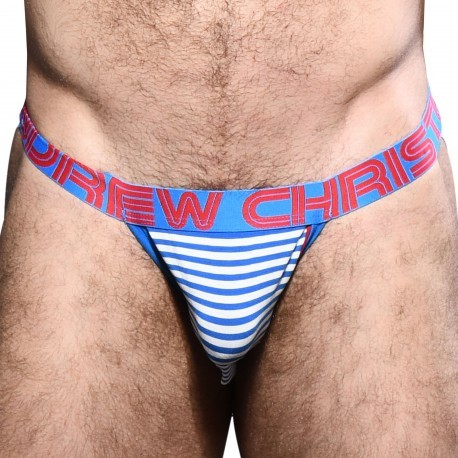Andrew Christian Jock Strap Almost Naked Hampton Stripe Bleu - Blanc