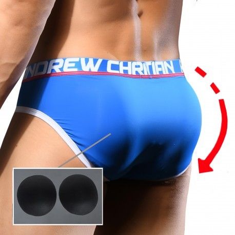 Andrew Christian Active Shape Briefs with Bubble Butt Shaping Pads - Electric Blue