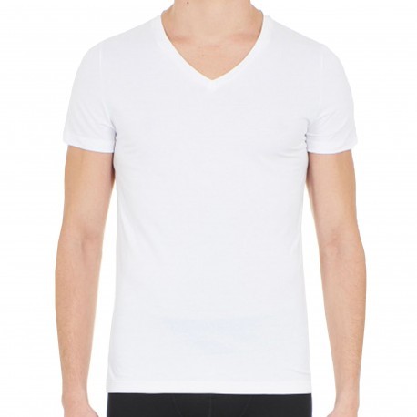 HOM T-Shirt Col V Suprême Coton Blanc