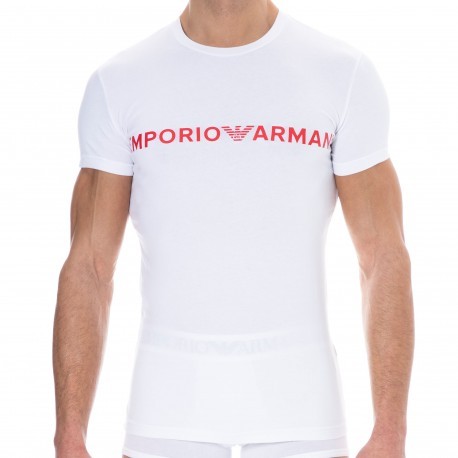 Emporio Armani T-Shirt Megalogo Coton Blanc