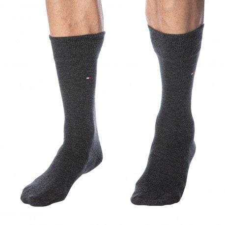 Tommy Hilfiger 2-Pack Classic Cotton Dress Socks - Charcoal
