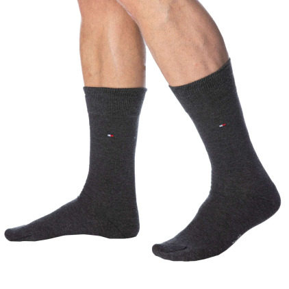 Lot de 2 Paires de Chaussettes Classiques Coton Gris Anthracite Tommy Hilfiger