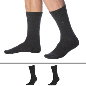 Lot de 2 Paires de Chaussettes Classiques Coton Gris Anthracite Tommy Hilfiger
