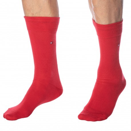 Tommy Hilfiger 2-Pack Classic Cotton Dress Socks - Navy - Red