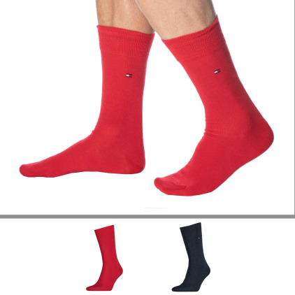 Tommy Hilfiger Lot de 2 Paires de Chaussettes Classiques Coton Bl