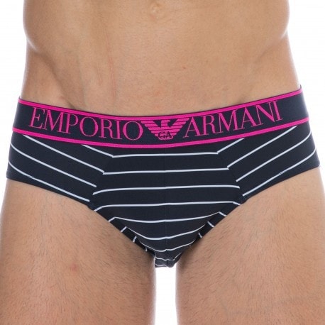Emporio Armani Microfiber Briefs - Navy Stripe