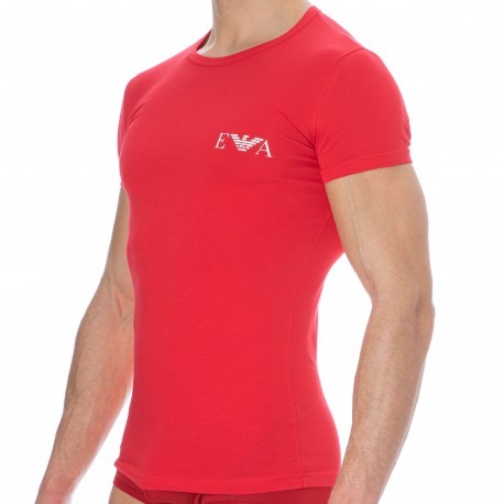 Emporio Armani Monogram Cotton T-Shirt - Red