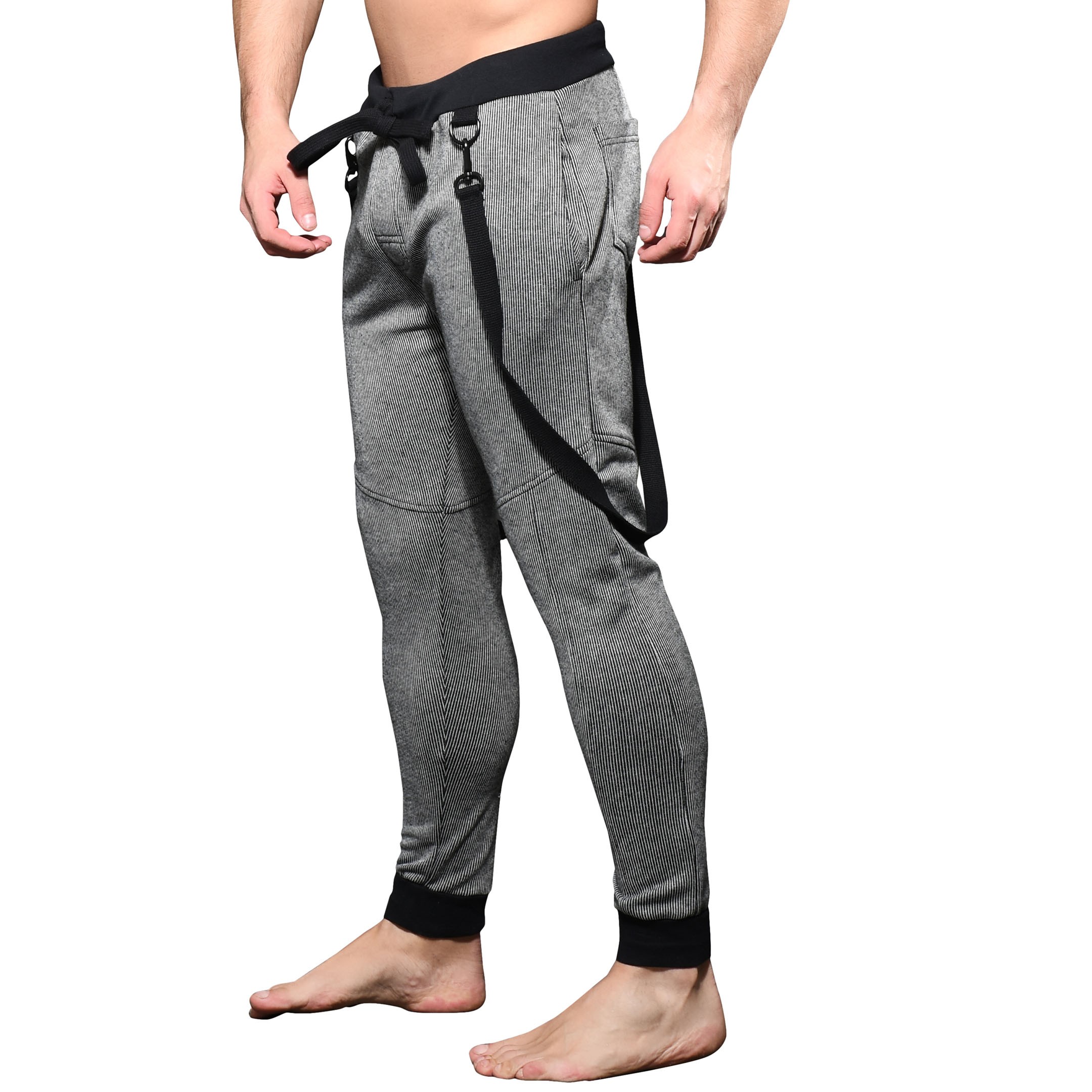 Andrew Christian Soho Suspender Pants - Black - Grey | INDERWEAR