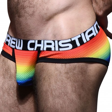 Andrew Christian Slip Almost Naked Pride Mesh Arc-En-Ciel