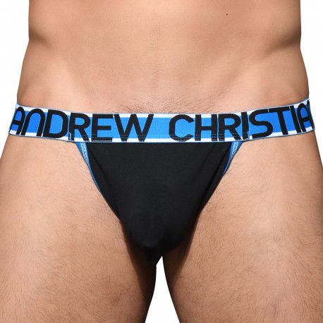 Andrew Christian Almost Naked Cotton Y-Back Thong - Black