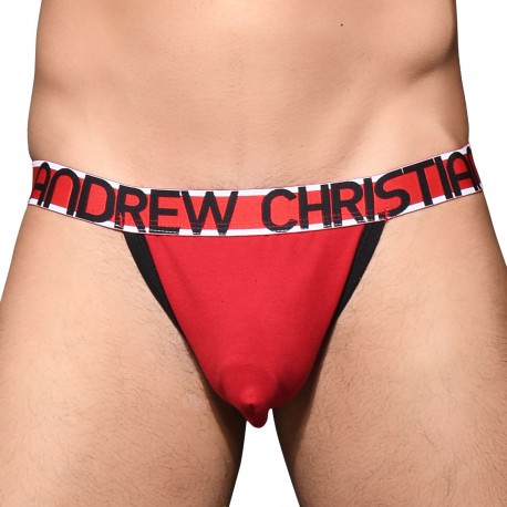Andrew Christian Almost Naked Cotton Y-Back Thong - Red