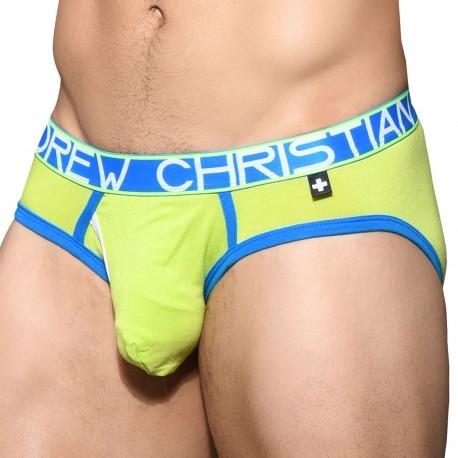 Andrew Christian Almost Naked Fly Tagless Briefs - Lime