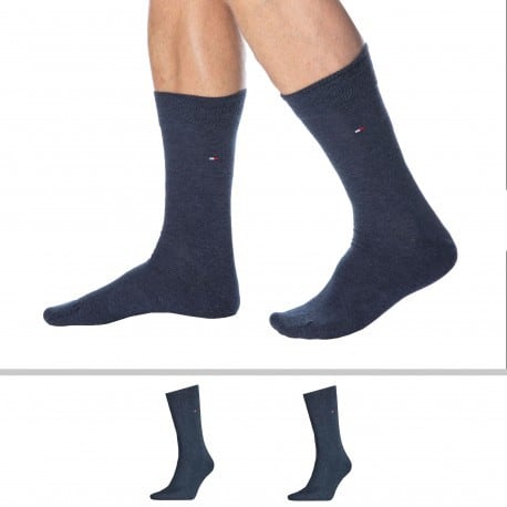 Tommy Hilfiger 2-Pack Classic Cotton Dress Socks - Blue Jeans