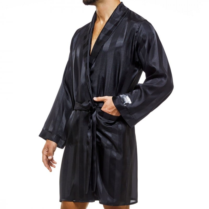Inderwear Homme Vêtements Sous-vêtements vêtements de nuit Peignoirs Robe de Chambre Core Satin Noire 