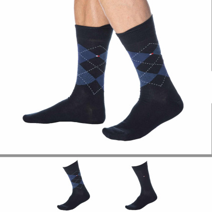 Tommy Hilfiger Lot de 2 Paires de Chaussettes Basses Argyle Marin