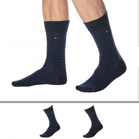 Tommy Hilfiger 2-Pack Small Stripe Socks - Navy - Blue Stripe