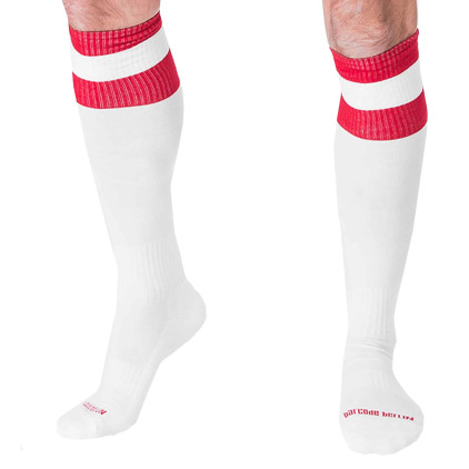 Barcode Chaussettes Hautes Football Blanches - Rouges