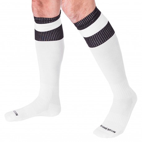 Barcode Chaussettes Hautes Football Blanches - Noires
