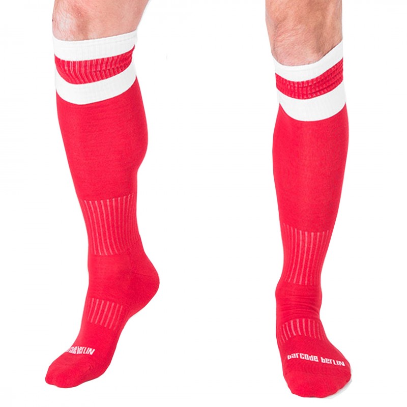 Barcode Chaussettes Hautes Football Rouges- Blanches