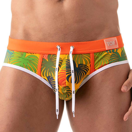 TOF Paris Slip de Bain Floral Jaune