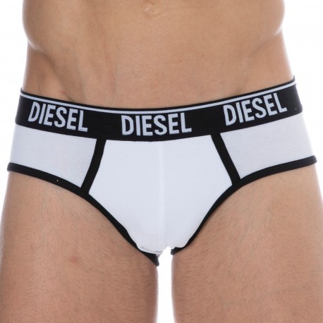 Diesel 2-Pack Contrast Cotton Briefs - Black - White