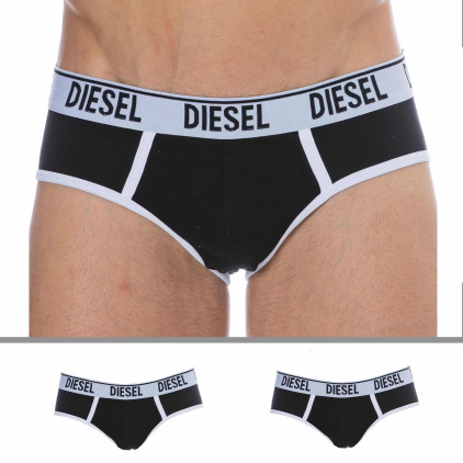 Diesel Lot de 2 Slips Contrast Coton Noir - Noir