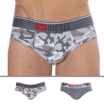 Diesel Lot de 2 Slips Camouflage Coton Gris