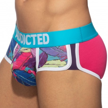 Addicted Tropical Leaves Double Side Briefs - Fuchsia