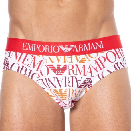Emporio Armani Logo Mix Cotton Briefs - White
