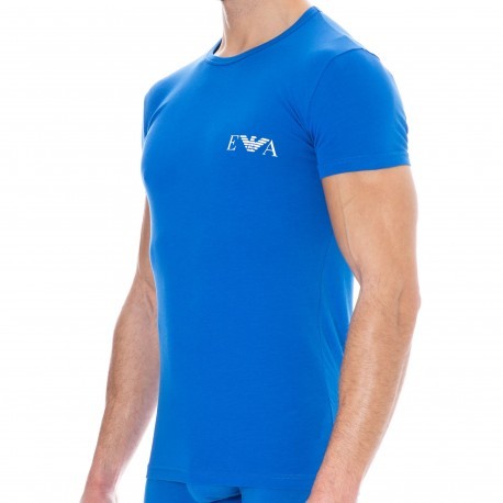 Emporio Armani Monogram Cotton T-Shirt - Blue