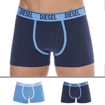 Diesel Lot de 2 Boxers Contrast Coton Bleu Marine - Bleu Ciel