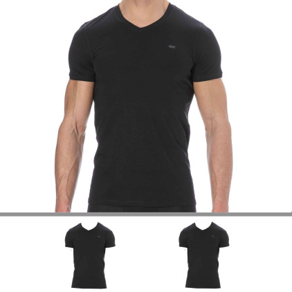 Diesel Lot de 2 T-Shirts Pur Coton Noirs