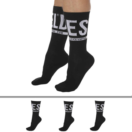 Diesel Lot de 3 Paires de Chaussettes Sport Noires