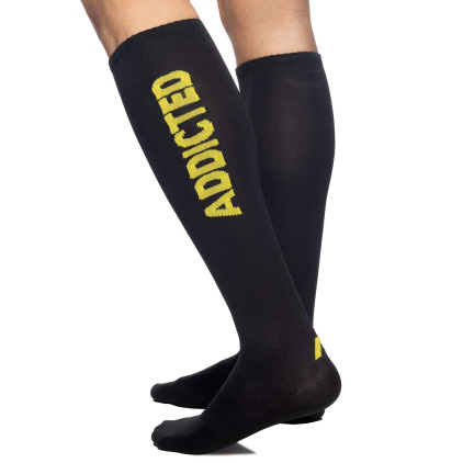 Addicted Chaussettes Hautes Fetish - Noir - Jaune