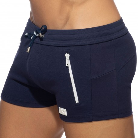 Addicted Double Zip Sports Shorts - Navy
