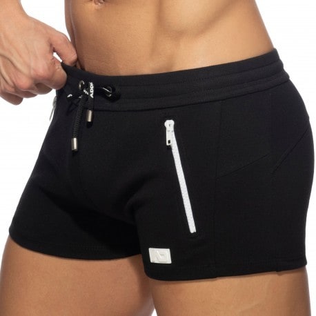 Addicted Double Zip Sports Shorts - Black