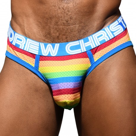 Andrew Christian Almost Naked Pride Mesh Briefs - Rainbow