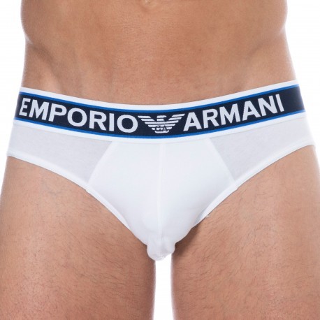 Emporio Armani Bold Eagle Cotton Briefs - White