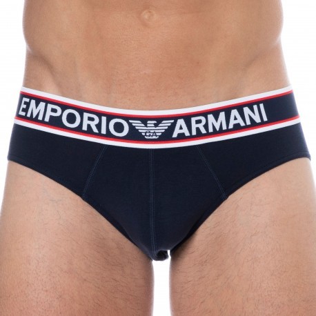Emporio Armani Bold Eagle Cotton Briefs - Navy