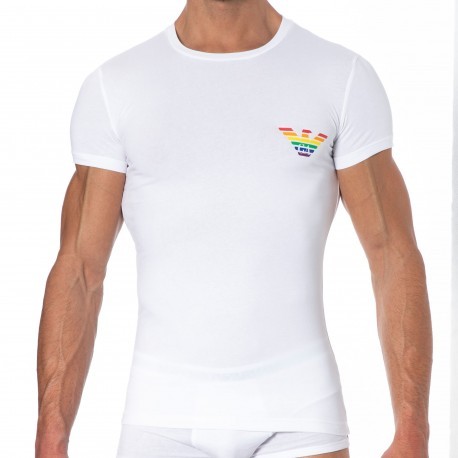 Emporio Armani Rainbow Cotton T-Shirt - White