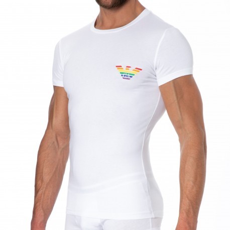 Emporio Armani T-Shirt Rainbow Coton Blanc