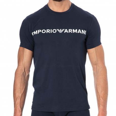 Emporio Armani T-Shirt Megalogo Coton Marine