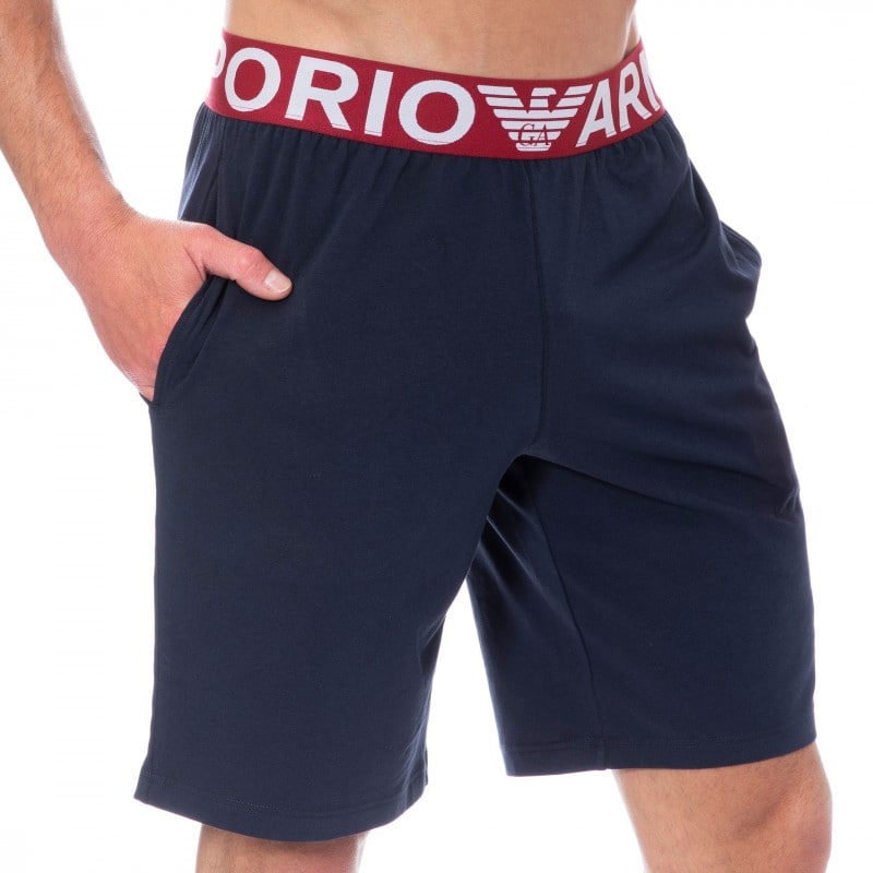 Emporio Armani Megalogo Cotton Lounge Shorts - Navy | INDERWEAR