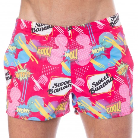 Sweet Banana Comics Swim Shorts - Pink